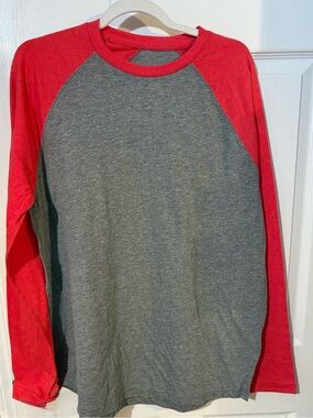 Red and Gray Raglan Long Sleeve Shirt